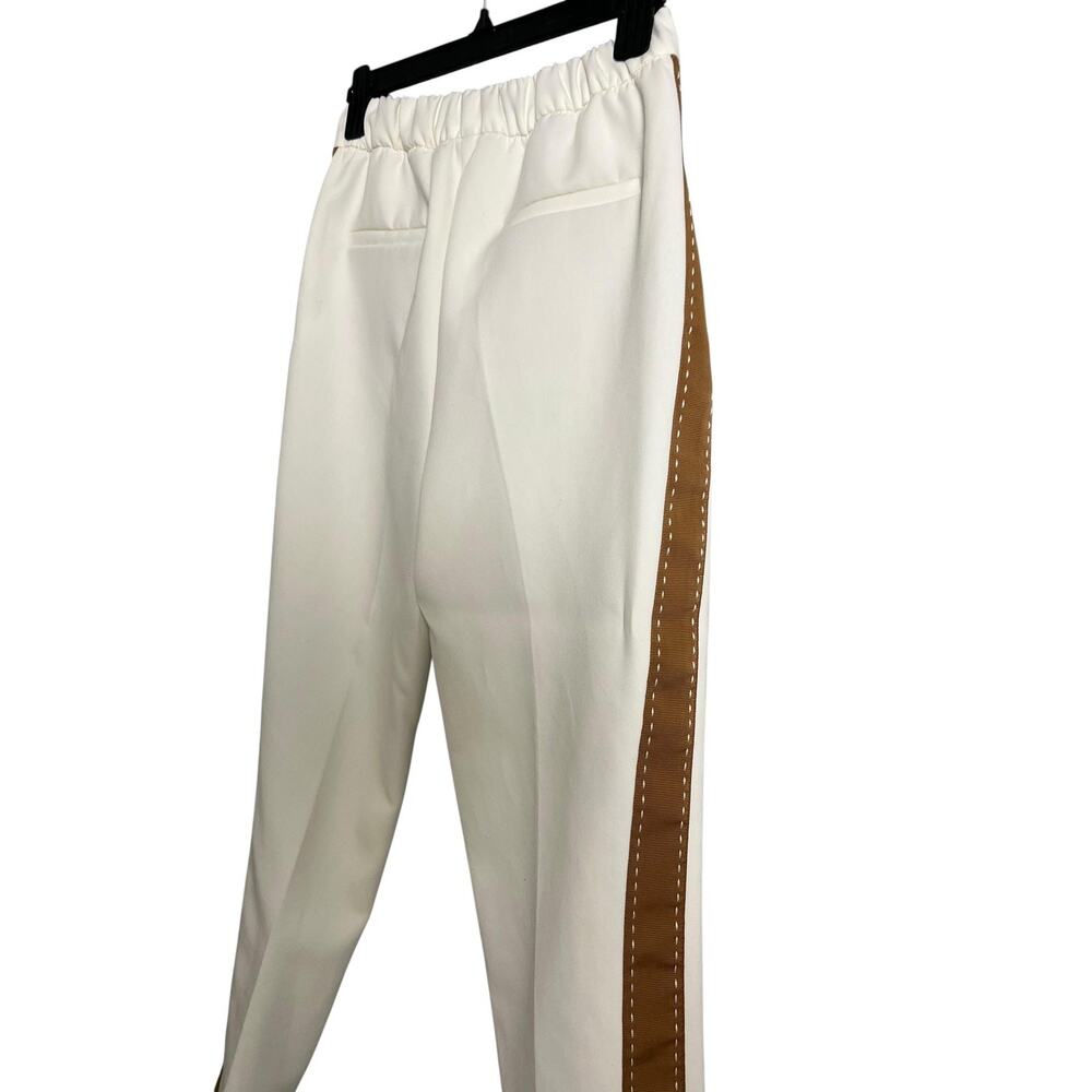 Zara Basic Dress Pants Womens XS White Tapered Side Stripe Elastic Waist Casual - Picture 8 of 10